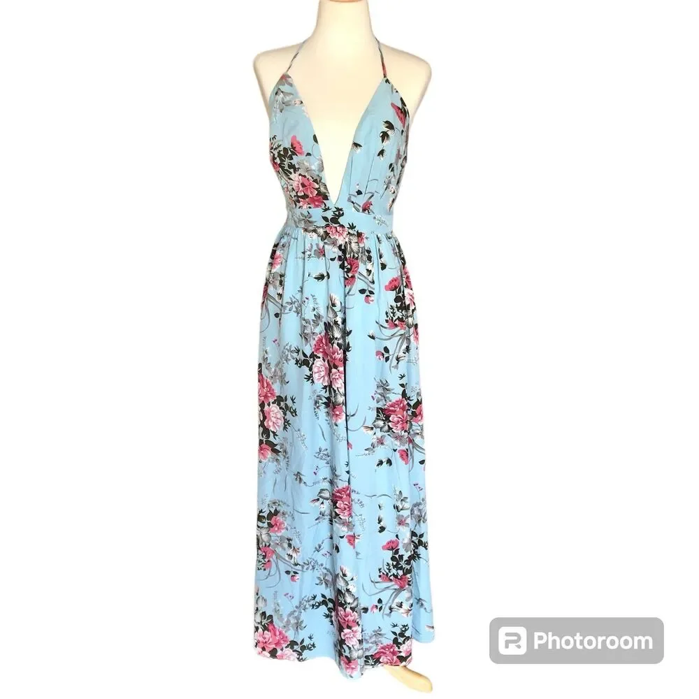 Cupshe boho crisscross Floral Maxi Dress for beach party summer size Small - Picture 4 of 12